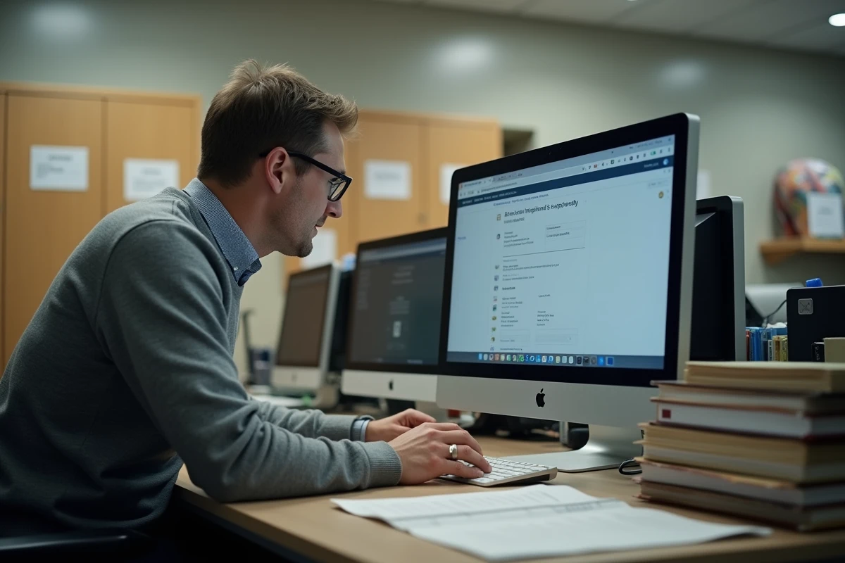 Administrateur scolaire recherchant l'adresse de connexion au webmail académique de Grenoble sur un ordinateur de bureau