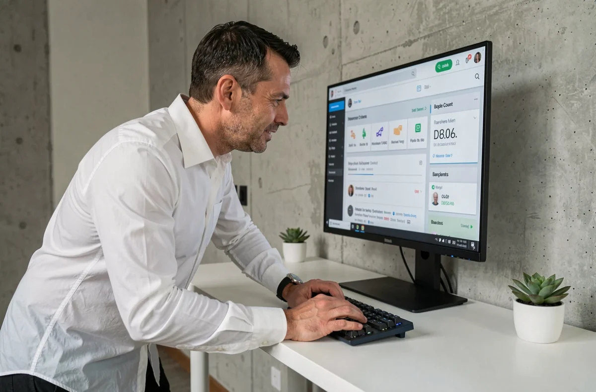 Homme analysant un tableau de bord de publicité Google Ads avec compteur de caractères sur grand écran
