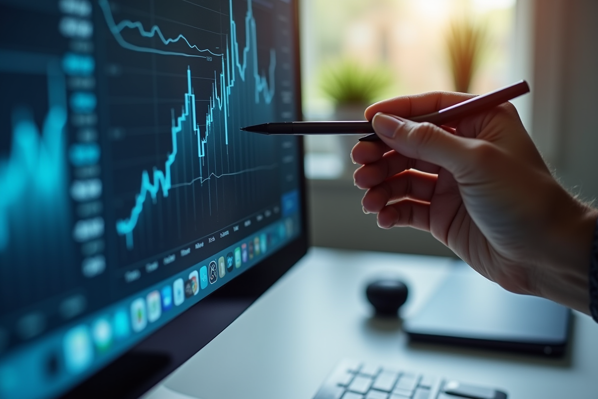 Moniteur avec graphiques analytiques et données clés