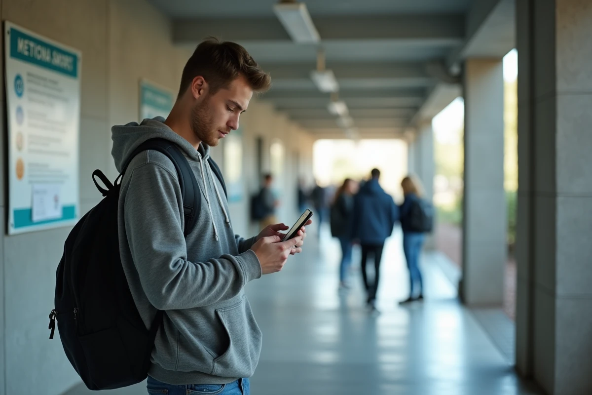 &Eacute;tudiant universitaire consultant l