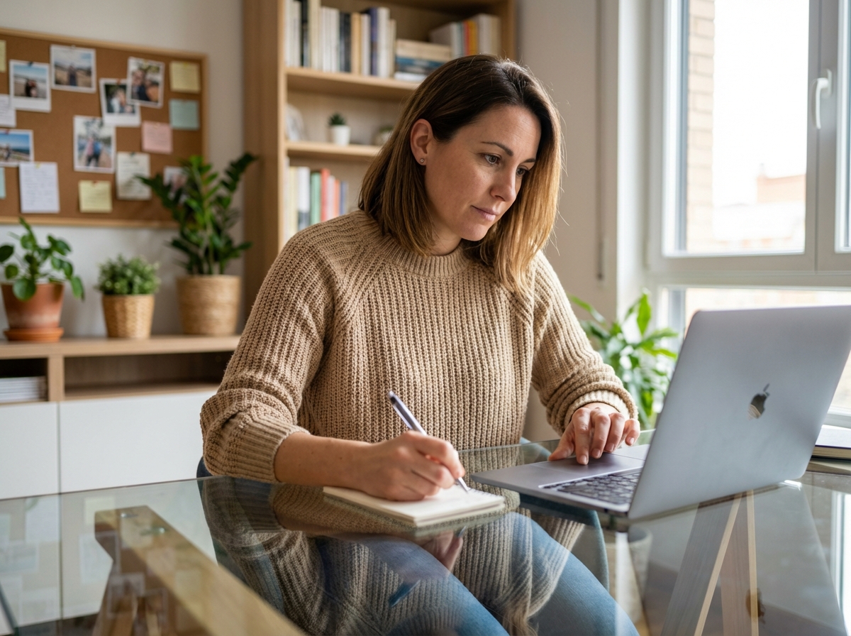 Femme concentrée travaillant dans un bureau moderne