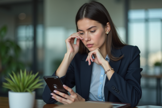 Jeune femme professionnelle utilisant un smartphone sécurisé