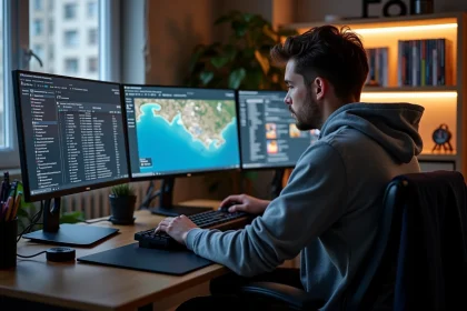 Jeune homme installant des mods sur son PC pour GTA V